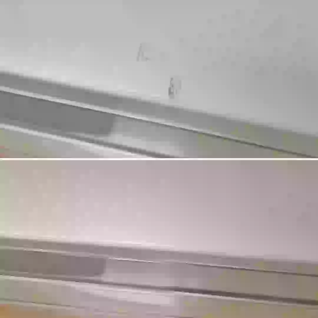 キッチンキャビネット天板補修。パテ入れて塗り塗り！ちょっと白かったなぁ…納得いく日は来るのだろうか？?#リペア#補修#キッチン#天板#キャビネット#塗装