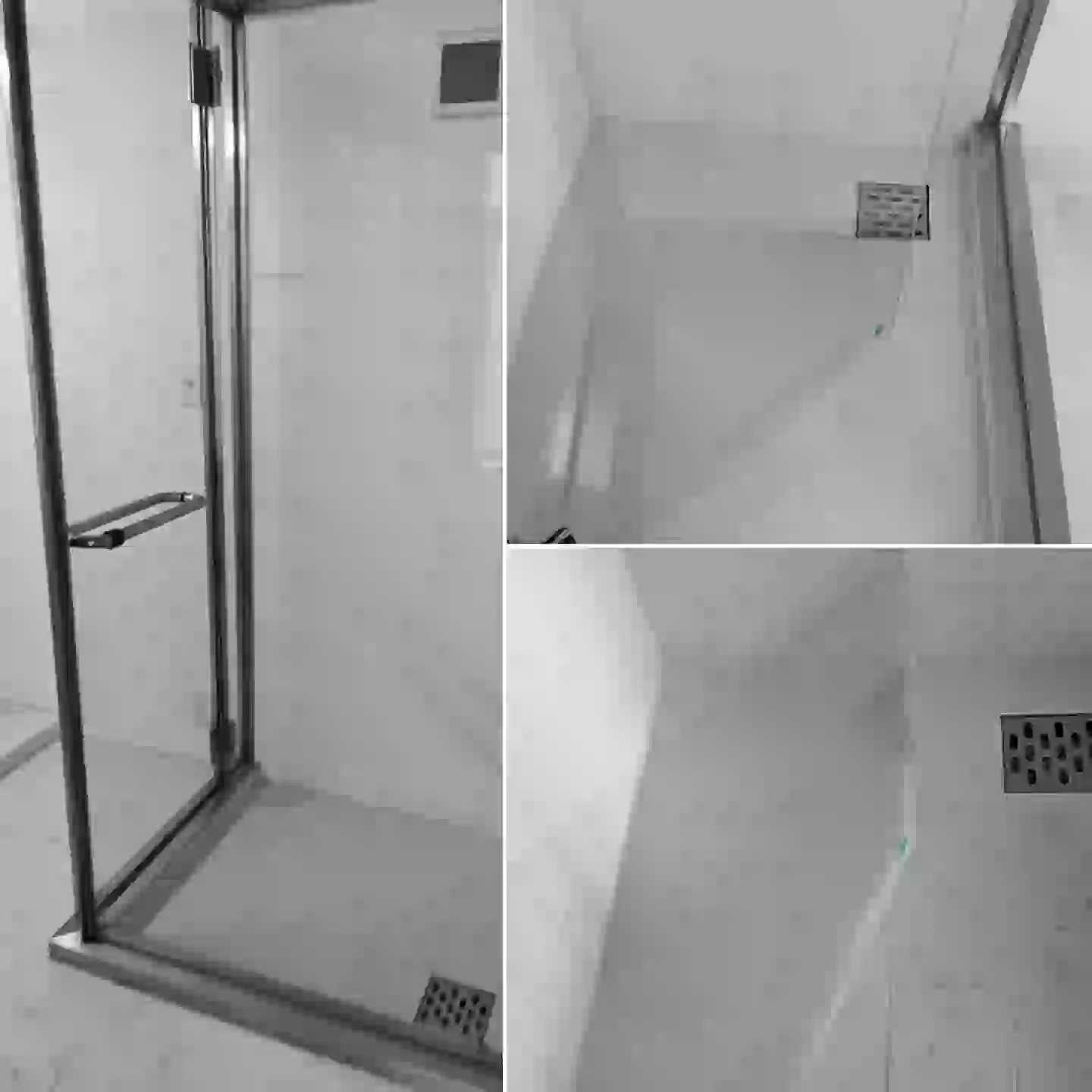 天井と2面ガラス張りシャワー室の水垢除去。機械持って作業してたら狭まいし暑苦しくて死にそうやった#ガラス研磨#水垢#水垢除去#ガラス#浴室#浴室ガラス張り#シャワールーム#研磨#shower #showerroom#glass#strengthenedglass#K'sリペイン#福岡